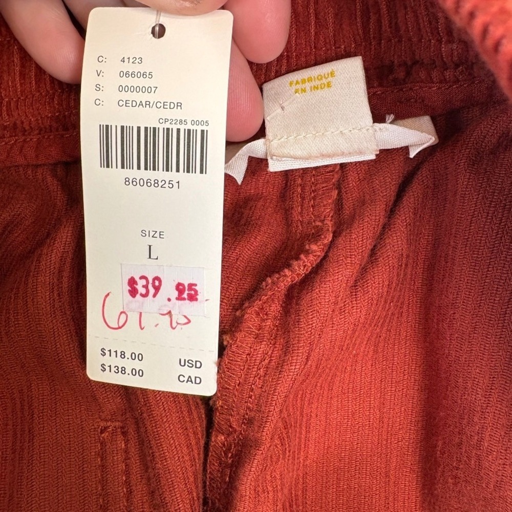 NWT Anthropologie MAEVE Wide Leg Corduroy Trouser Pants Size Large - Picture 9 of 11